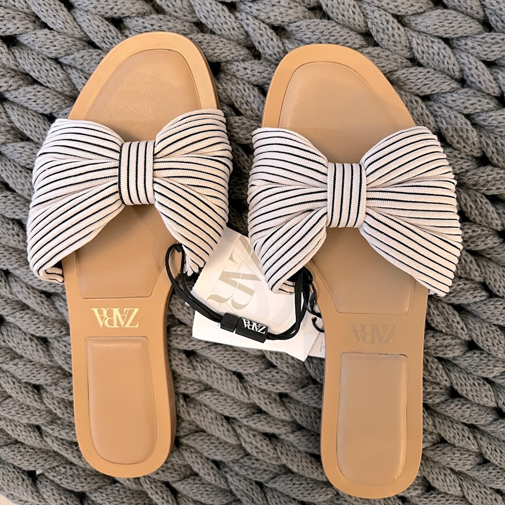 ZARA Knotted fabric flat sandal brand new size 35 / USA size 5 with tags summer
